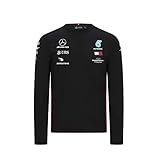  Mercedes-AMG Petronas Motorsport Official Formula One Merchandise - Männer - Offizielle 2019 F1™ - Team Langarm Driver T-Shirt - Schwarz - Baumwolle und Elestan - Größe: XS