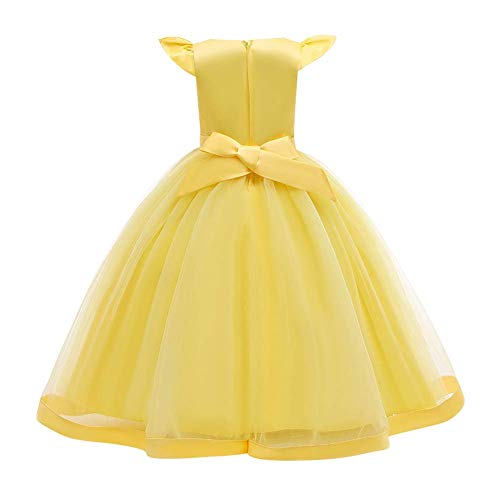 Girl Flower Royal Palace Lace Maxi A line Party Summer Dress Floor Length Princess Formal Prom Gothic Victorian Gowns Fancy Masquerade Dress Up for Party Wedding Pageant Yellow-02 13-14 Years3