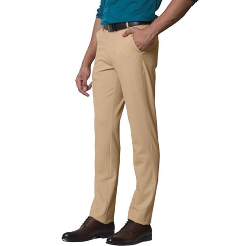 Image of SUBTRACT Men 4 Way Stretch Wrinkle Free Slim Fit Formal Trouser in with 2 Inch Flexible Waistband | Men's Trousers for Office Or Party