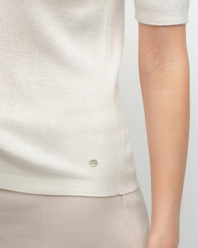 Image of KVSS Women's V-Neck Ribbed Knit Short Sleeve Cardigan, 70% Cashmere 30% Silk Lightweight Luxury Spring Summer Sweater