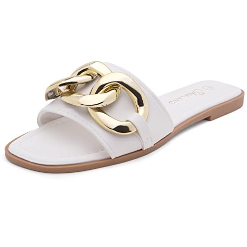 Shoe Land Women's Metal Chain Slides