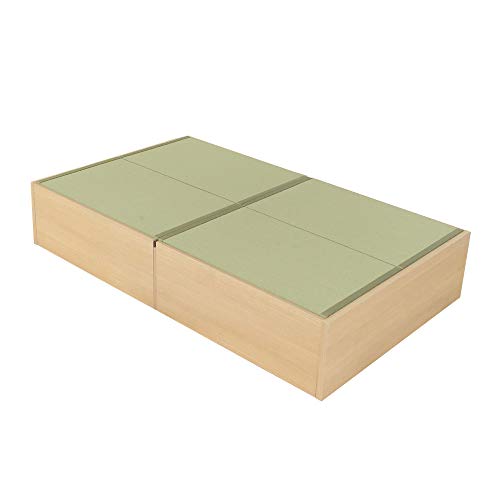 こうひん 日本製 畳ベッド 収納付 『フォルティナ』 セミダブル 【工具付・約30分程の簡単組立】 ナチュラル 小さめな畳で取り外しが簡単な4枚畳仕様:国産和紙製 銀白色