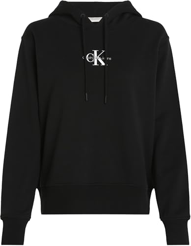 Calvin Klein Damen Hoodie Monologo mit Kapuze, Schwarz (Ck Black), XXS – Ansicht 4