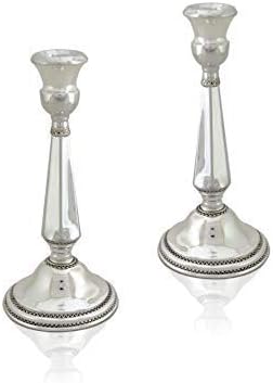 Large Sterling Silver Traditional Candlesticks Octagon Shape Handmade Shabbat Judaica