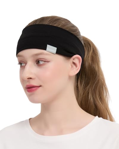MERIGREENY Unisex 100% Merino Wool Headband Wool Sweat Band for Women and Men Thermal Sports Headband for Skiing & Skating
