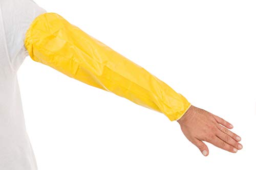 ChemSplash 1 Chemical Splash Protection Sleeves (Yellow) for Hazmat, Paint, and Light Duty Chemicals | Elastic Wrist, Serged Seams (18" Length, Case of 200)