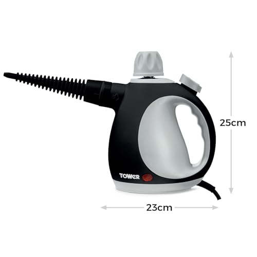 Tower T134000PL THS10 Corded Handheld Steam Cleaner with 9 Accessories, 1050W, Platinum - 6