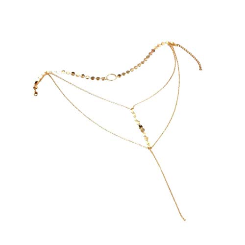 Preisvergleich Produktbild Canjerusof Luxuxfrauen Halskette Fashion Style Mehrschichtige Pailletten Anhänger Sexy Kupferne Ketten Halskette Für Partei-Hochzeit Goldene