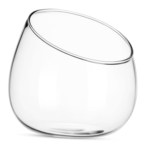 POPETPOP Vase Rond Élégant en Verre Décoration Dintérieur Pièce Maîtresse Pot De Fleurs pour Plantes Dintérieur