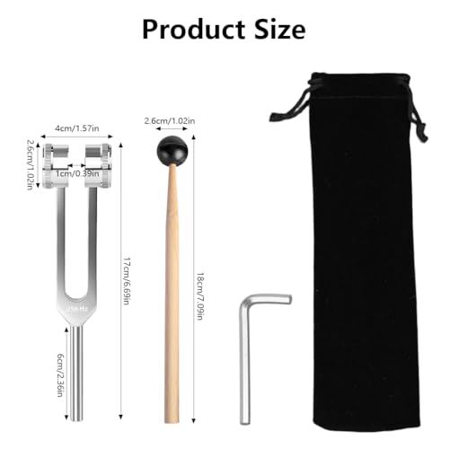 Image of HASTHIP 256Hz Tuning Fork, 21.5cm Aluminum Alloy Music Tuning Fork for Sound Healing, Instrument Tuning & Meditation Therapy, with Velvet Drawstring Storage Bag & Striker