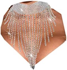 Flayem Cristal Nappa Collane Sparkly Collare Strass Collana Moda Festa Festival Corpo Accessori Gioielli (Sliver) Flayem Cristal Nappa Collane Sparkly Collare Strass Collana Moda Festa Festival Corpo Accessori Gioielli (Sliver)