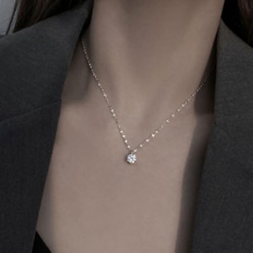 1 Carat Lab Grown Diamond Necklaces For Women Solid 14K White Gold 6 Prong Pendant Necklace IGI Certified Lab Grown Diamond Pendant Necklace For Women2