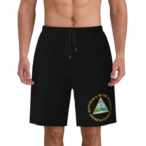 Nicaragua National Emblem Mens Swim Trunks Quick Dry Board Shorts 7" - Hawaii Beach Swimwear3