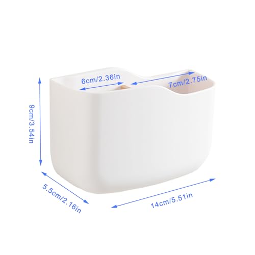 SUNFICON Adhesive Remote Control Holder Wall Mount Media Player Controller Holder Universal TV Remote Organiser Caddy Box Tray Hollow Bottom Slot Easy Phone Charging Home Office Desk Nightstand White