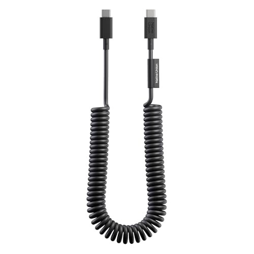 Image of Native Union USB-C Pop Cable XL - Coiled Extendable - 7.9ft Ultra-Strong Charging Cable Compatible with iPhone Air, 17e, 17 Pro Max, iPad Pro M5, Galaxy S26, Fold 7 (Black)