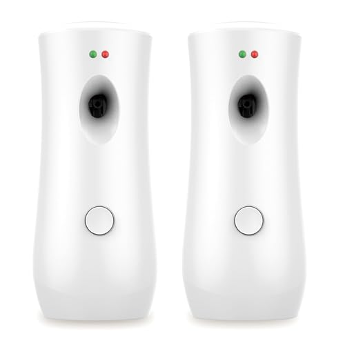 Automatic Air Freshener Spray Dispenser (2-Pack) Adjustable Time Spray Free Standing or Wall Mounted Battery Operated Machine for Home Indoor Bathrooms Offices Hotels and Commercial Places (W-01)