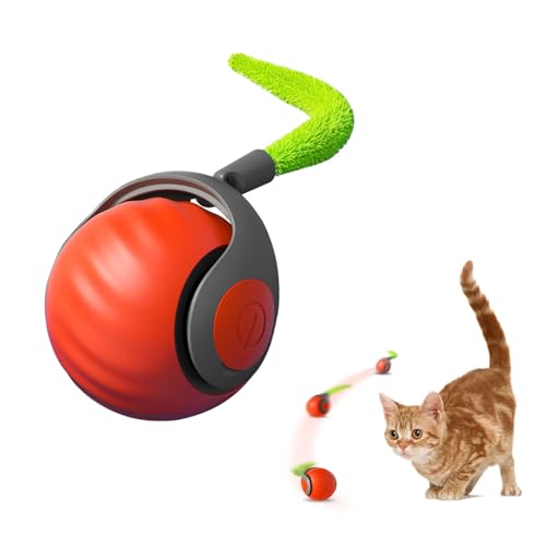 Interaktives Katzenspielzeug Ball,Wiederaufladbarer Elektrischer Katzenball mit Federschwanz,2 Modi Automatisches Kätzchenspielzeug für Hauskatzen Selbstbeschäftigung Spielzeugball (Orange) Interaktives Katzenspielzeug Ball,Wiederaufladbarer Elektrischer Katzenball mit Federschwanz,2 Modi Automatisches Kätzchenspielzeug für Hauskatzen Selbstbeschäftigung Spielzeugball (Orange)