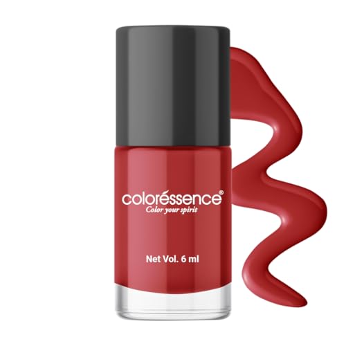 Image of Coloressence Cute Coats Long Lasting Nail Paint | Chip Resistant | Quick Dry | One Swipe Application | Toxin Free|Siren Red-6ml, Glossy Finish