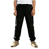 wodceeke Boys Casual Joggers Summer Straight Wide Leg High Elastic Waisted Fashion Slim Fit Sweatpants for Teens Black