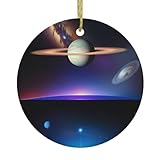 HJFCZH Cosmic Saturn Printing Weihnachtsbaum Keramik Hängender runder Anhänger zum Dekorieren von Einkaufszentren, Geschäften, Häusern