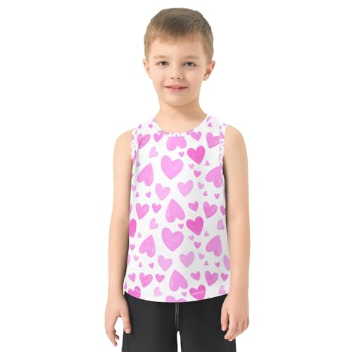 J JOYSAY Watercolor Heart Pink Boys Tank Top Sleeveless Muscle Shirts Quick Dry Kids T-Shirts 3-15T2