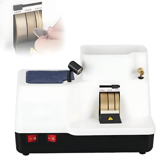 Manual Optical Lens Edger with LED Light, Eyeglasses Lens Grinder Optical Instrument Efficient Equipment for Resin Glass Stone Three Grinding Wheels For Rough/Fine V-Shape Groove