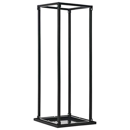 SXHYSL Leñero De Acero Negro con Base para Uso Exterior O Interior, 37 X 37 X 113 Cm, Estante Ventilado para Almacenamiento De Leña, Soporte Metálico para Leños.,