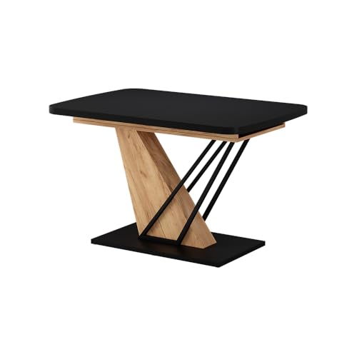 Vicco Table de Salle à Manger Fenaro, Noir/Chêne de Force doré, 120-160 x 80 cm Extensible, Extensible jusqu'à 160 cm avec rallonge intégrée