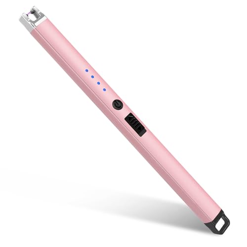 Candle Lighter Rechargeable USB Electric Lighter Windproof Flameless LED Display Battery Indicator for BBQ Grill Camping Fireplace Stove Parties