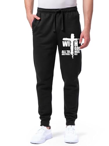 with God All Things are Possible Christian Faith Men's Sweatpants Fashion Athletic Joggers Pants