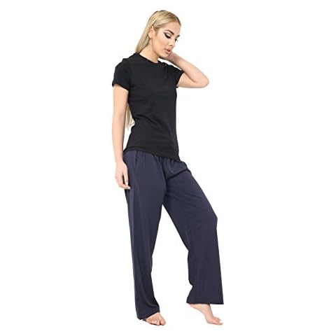 FASHION INSTYLE New Women's Ladies Girl Designer Pyjama Bottoms Lounge Pants Trousers Night PJS (LXL, Navy) Cover