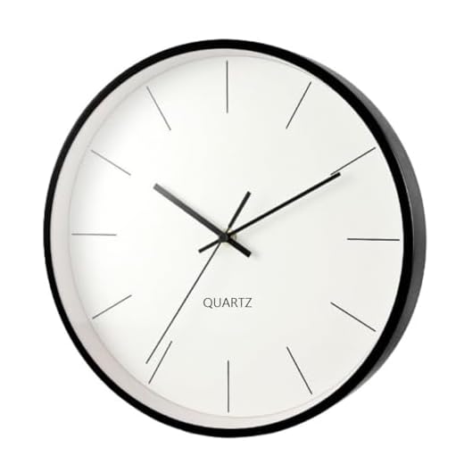 Relógio de Parede Silencioso Preto em plástico 30cm