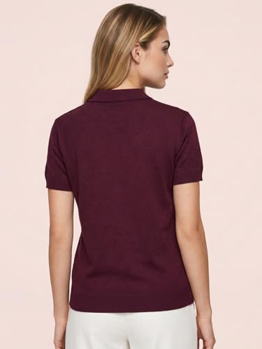 Image of JUNEBERRY Women's Flatknit Solid Half Sleeve Polo T-Shirt with Collared Neck, Casual Style for Office, Travel, (Sizes S to 2XL)
