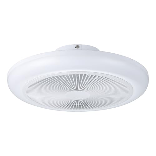 EGLO Deckenventilator mit Beleuchtung Sayulita, Ventilator Decke dimmbar mit Fernbedienung, Timer, 3 Geschwindigkeiten, Sommer-Winter, weiß, warmweiß - kaltweiß, RGB, Ø 46 cm