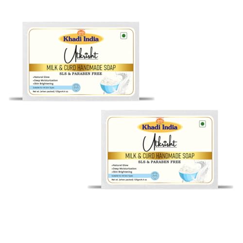 Image of Khadi Milk & Curd Handmade Bathing Soap Bar 125g (Pack of 2) | Natural & Herbal | Moisturizing, Glowing & Brightening Skin | For Dead Skin Cells | All Skin Types | For Men & Women