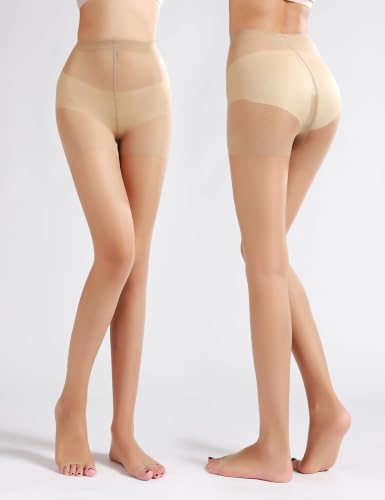 Image of LADYFAN 3 Pairs womens 20D Toeless Sheer Tights -Control Top Pantyhose