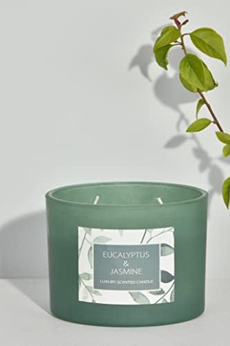 Sleepdown Botanical Wooden Lidded 2 Wick Candle Jar - Eucalyptus & Jasmine - 325g