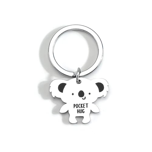 Tranbath Personalised Stainless Steel Keychain, Pocket Hug Koala Pendant, Unique Friendship Gift for Women, Perfect for Daughter, Sister, Mum or Colleagues, Birthday and Travel Souvenir, Small Gifts