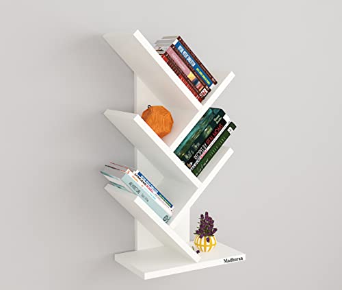 Image of Madhuran Studio Engineered Wood Wall Mounted Space Saving Books Shelves Shelf Racks (White) Office Multipurpose Showpieces Furniture Accessories Organizer