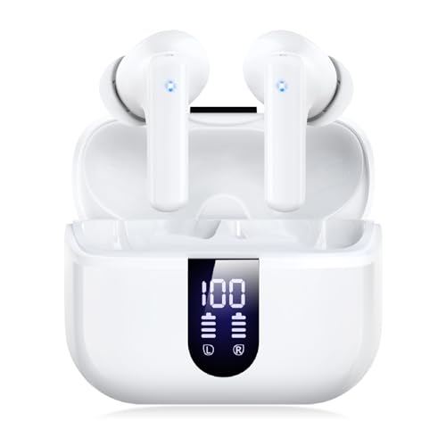 【2023新設計 Bluetooth5.3技術 蓋を開けたら接続】bluetooth イヤホン Eynew ワイヤレスイヤホン ブルートゥース イヤホン LEDディスプレイ表示 ぶるーとぅーすイヤホン Type‐C急速充電 イヤフォン マイク付き最大48時間再生 重低音 Hi-Fi 自動ペアリング CVC8.0ノイズキャンセリング左右分離型 IPX7防水 英語音声(白色) 【2023新設計 Bluetooth5.3技術 蓋を開けたら接続】bluetooth イヤホン Eynew ワイヤレスイヤホン ブルートゥース イヤホン LEDディスプレイ表示 ぶるーとぅーすイヤホン Type‐C急速充電 イヤフォン マイク付き最大48時間再生 重低音 Hi-Fi 自動ペアリング CVC8.0ノイズキャンセリング左右分離型 IPX7防水 英語音声(白色)