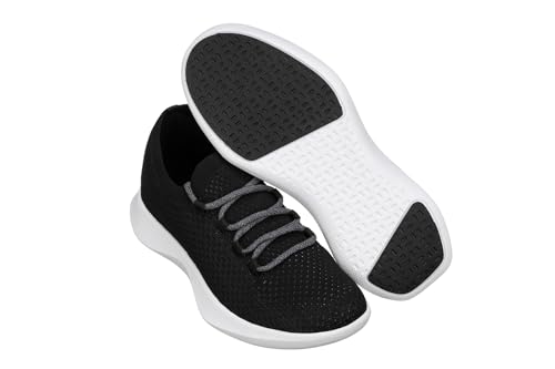 Image of CALTO Men's Invisible Height Increasing Elevator Shoes - Black /Grey Ultra Lightweight Sporty Sneakers - 2.4 Inches Taller - Q082 - Size 6 D(M) US