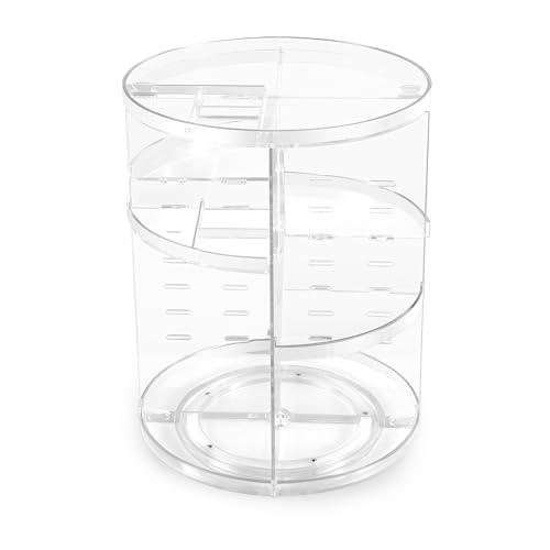 COYAHO 360 Rotating Makeup Organizer, Spinning Countertop, Cosmetic Holder Shelf, Make Up Organizers and Storage for Bedroom, Transparent