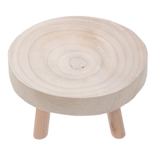 DOITOOL Wooden Plant Stand, Stool Round Base Storage Rack for Indoor Outdoor Use Multi-Pot Display Shelf Small Wooden Stool for Home Garden Bathroom Vanity