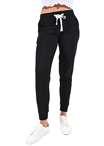 Esstive Women's Ultra Soft Fleece Active Lightweight Casual Basic Jogger Sweatpants, Black, Large #TOP2