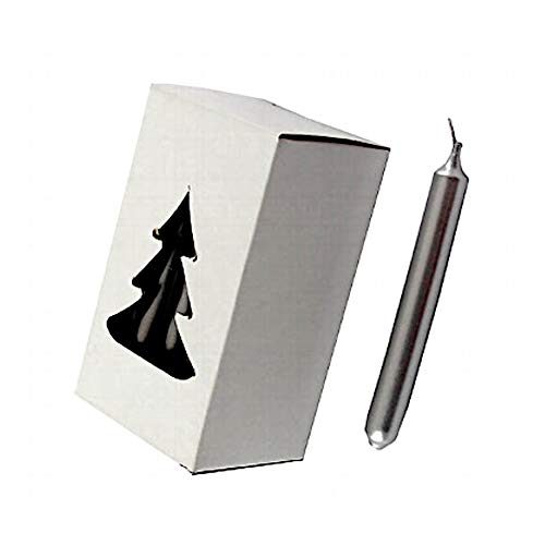 Kaheku Baumkerze Forte, 20 Stück je Box, Farbe Silber, Durchmesser 1,2 cm / Höhe 10 cm, Material Paraffin, ca.1,5 Stunden Brenndauer Cover