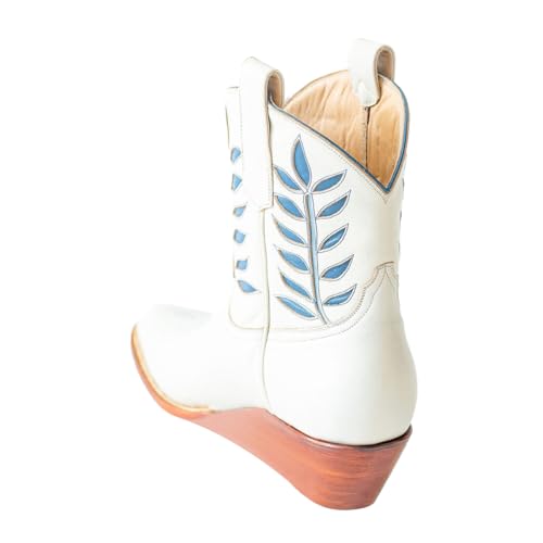 Women Classic Almond Toe Embroidered Cowgirl Wedge Ankle Boots Pull on Daily Walking Western Booties Size 4-16 US3