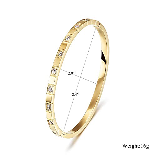 Gold Filled Bracelet Bangle With Cubic Zirconia Stones Stainless Steel Hinged Jewelry With Crystal Oval Bracelet Love Friendship Bracelet Bangle Birthday Present For Her Women Teen Girls (Style1) #TOP5