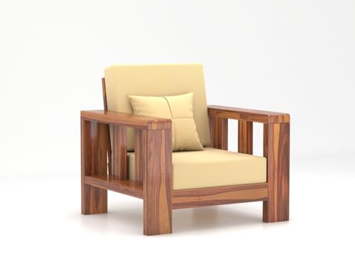 Image of Sheesham Wooden 5 Seater Sofa Set for Living Room | Solid Wood Sofa | Rosewood Sofa Set for Home & Office | Lounge (Natural, 3+1+1 Seater)