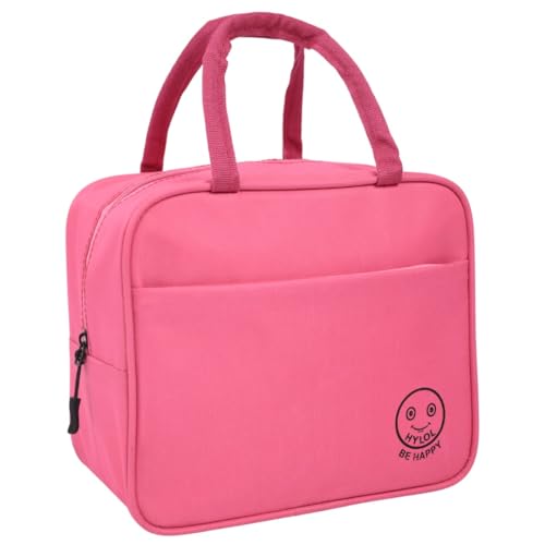 Image of HYLOL Women and Kids Portable and Reusable Insulated Cotton Thermal Cooler Lunch /Tiffin /Storage Bag for Office Women, College, and School (Pink)