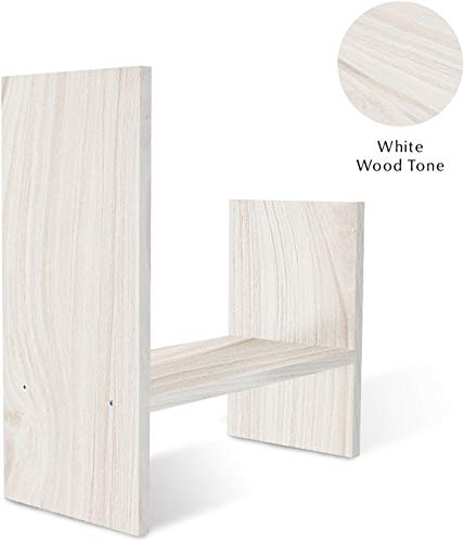 Office Desktop Bookshelf Adjustable Wood Display Shelf Desktop Organizer Office Storage Rack Countertop Bookcase Office Supplies Desk Organizer Accessories (White) - Thumbnail 5